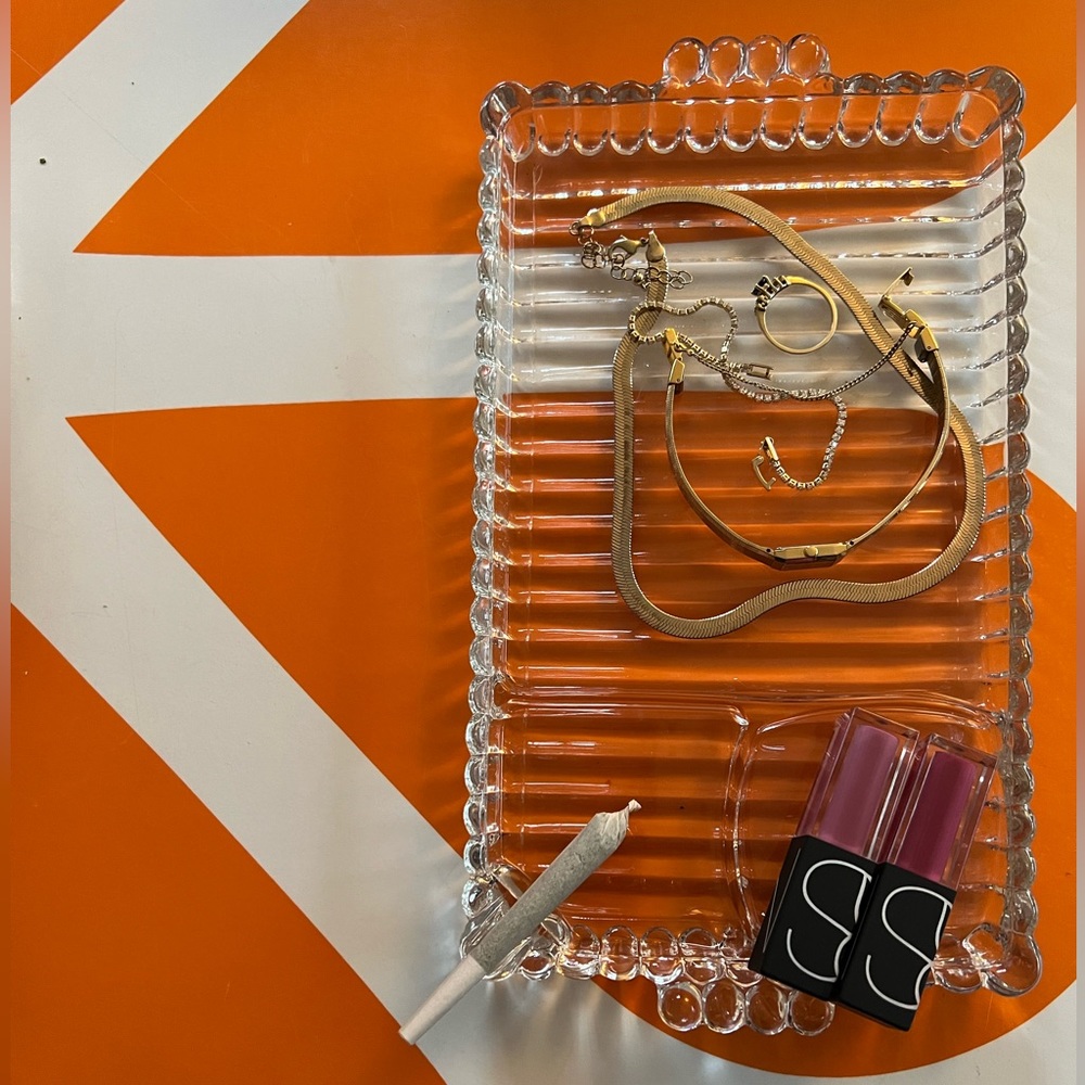 VINTAGE GLASS VANITY TRAY